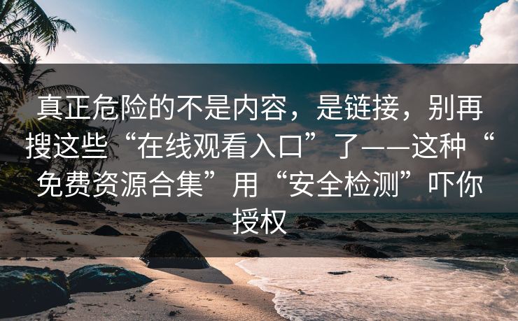 真正危险的不是内容,是链接,别再搜这些“在线观看入口”了——这种“免费资源合集”用“安全检测”吓你授权